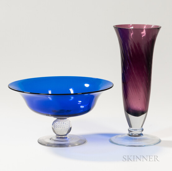 Two Colored Glass Table Items