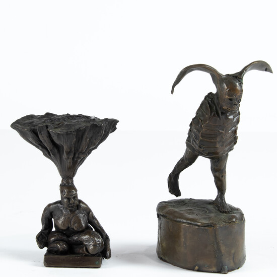 Two Contemporary miniature patinated bronze figures