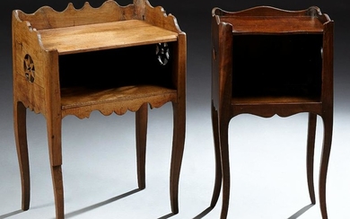Two French Carved Walnut Louis XV Style Nightstands