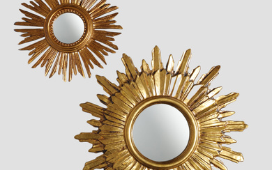 Two “Gilded sun mirrors” made of wood 1900's (2).
