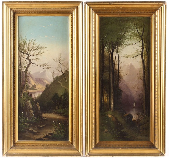 Two Hudson River School Oil on Panel Landscape Paintings Ca. 1900