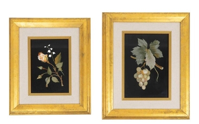 Two Italian Pietra Dura Plaques Framed dimensions of