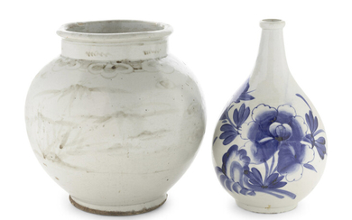 Two Korean Blue and White Porcelain Vessels