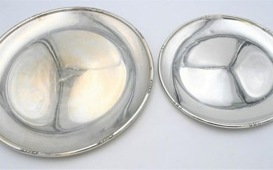 Two Large Sterling Silver Round Trays, each having near