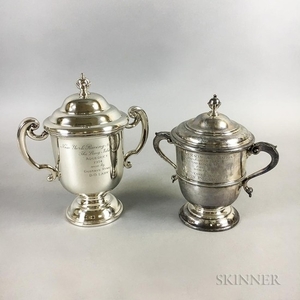 Two Sterling Silver Covered Racing Trophies