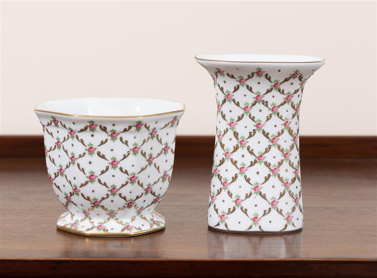Two fine porcelain orchid design vases, taller Height 15 cm,...