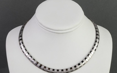 UltraFine Silver Brushed & Polished Omega Necklace