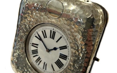 Unsigned - A Swiss silver Goliath open faced pocket watch with a silver travelling case