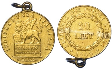 VENEZIA. GOVERNO PROVVISORIO DI VENEZIA, 1848-1849. 20 Lire 1848. Leone...