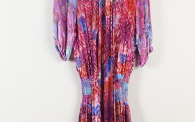 VINTAGE DIANE FREIS (1980'S) MULTI-COLORED SILK DRESS. - size medium....
