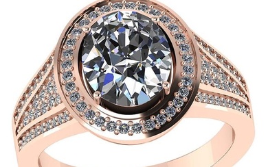 VS/SI1 Certified 1.80 CTW Round and Cut Diamond 14K Rose Gold Ring