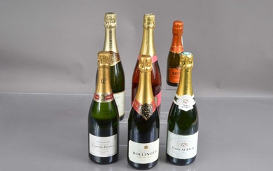 Various bottles of sparkling wine including Bollinger Special Cuvée