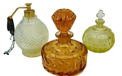 Vaseline Opaline & Amber Glass Perfume Bottle LOT