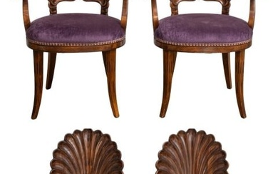 Venetian Grotto Style Carved Walnut Chairs, 4