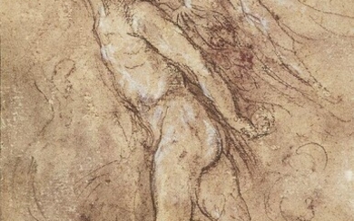 Venetian School, 17th century- Study of an Angel; brown chalk heightened with white on laid paper, 27 x 19 cm.