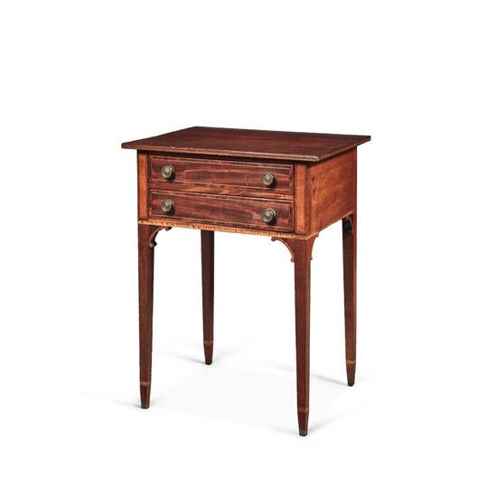 Very Fine and Rare Federal Inlaid Mahogany Work Table, Boston, Massachusetts, Attributed to the School of John and/or Thomas Seymour, Circa 1800