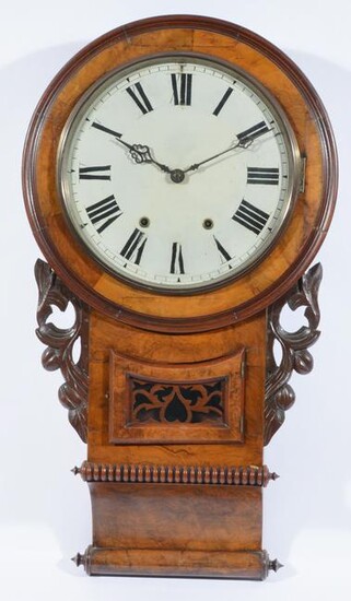 Victorian 19th c Walnut Wall Clock