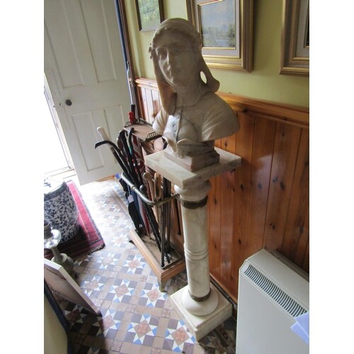 Victorian Carved Marble Figure of Lady on Ormolu Mounted Tur...