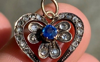 Victorian Sapphire and Diamond Heart Charm