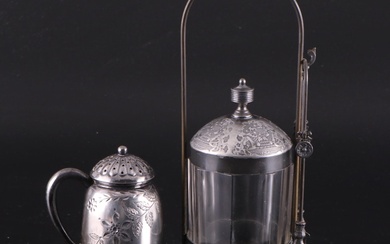 Victorian Silver Plate Pickle Caster with Rogers Smith and Co. Muffineer
