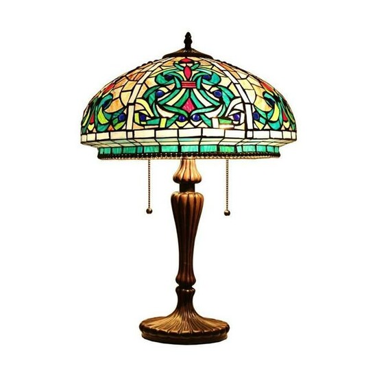 Victorian Style 2-Light Stained Art Glass Lamp