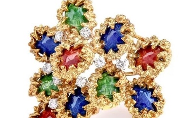 Vintage 1.20cts Diamond 18k Encrusted Enamel Pin pendant