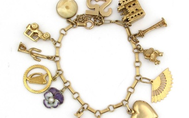 Vintage 14K Yellow gold Charm Bracelet