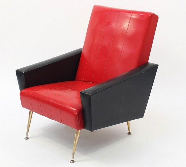 Vintage 1950's chair with red and black vinyl