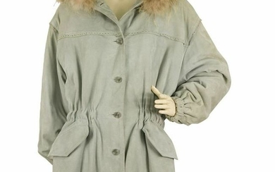 Vintage Byblos Baby Blue Suede Puffer Jacket Coat