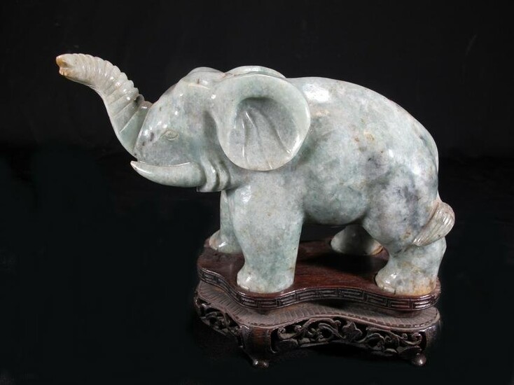 Vintage Chinese carved stone elephant sculpture