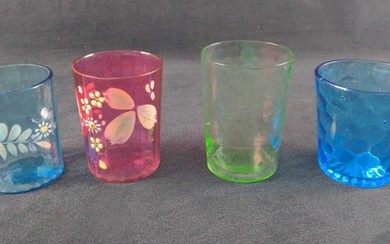 Vintage Colorful Drinking Glasses Lot Of Four