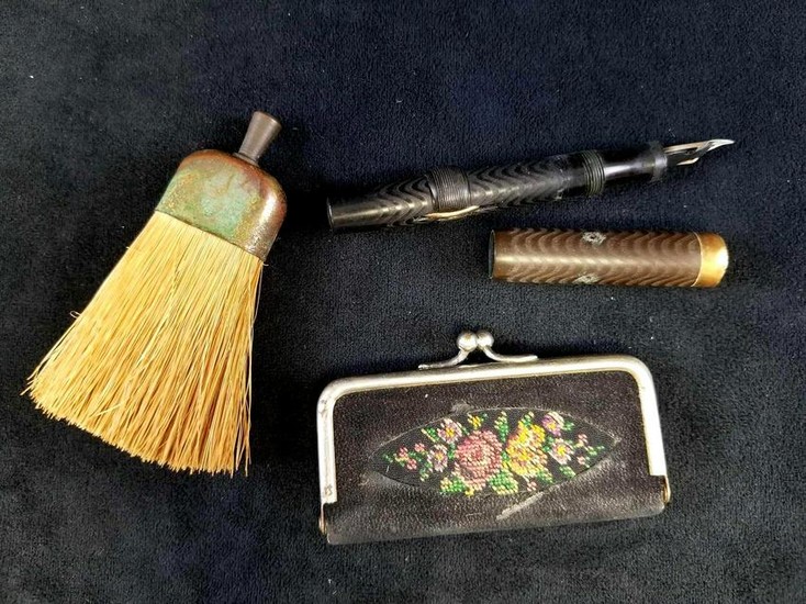 Vintage Conklin Grescent Pen Mini Brass and Straw