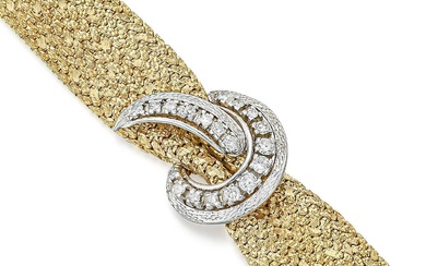 Vintage Diamond and Gold Ribbon Bracelet