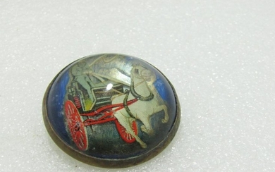 Vintage Glass Horse Bridle Button/Rosette Brooch, Horse