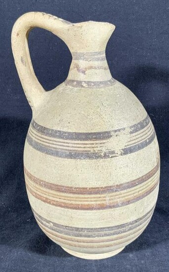 Vintage Handcrafted Ceramic Banded Pitcher