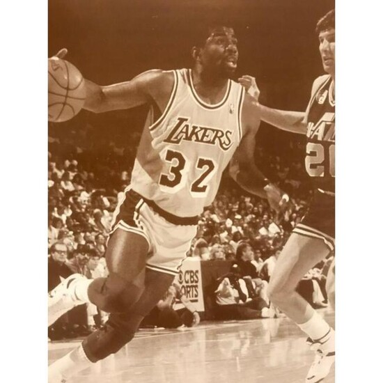 Vintage LA Lakers Basketball, Magic Johnson Photo Print