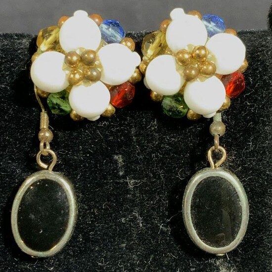 Vintage Lot 5 Pair Beaded Earrings with Stones