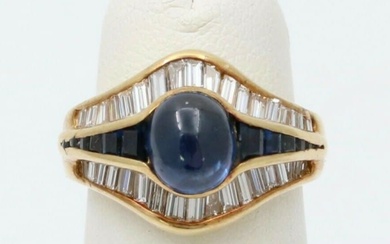 Vintage Natural Sapphire and Diamond “Eye” Shaped 18K Gold Dinner...