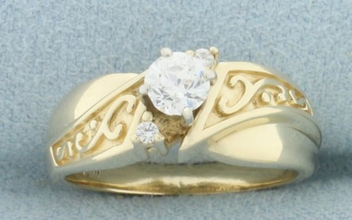 Vintage Old European Cut Diamond Engagement Ring in 14k Yellow Gold