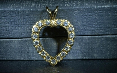 Vintage Yellow Gold and Diamond Heart Pendant