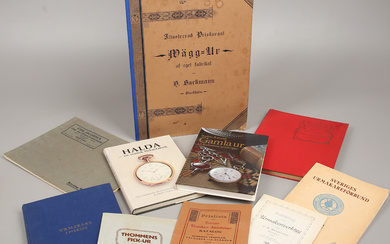 WATCHMAKING AND WATCHES, catalogues/books, 12 pcs, 1800/1900's.