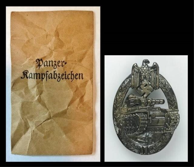 WW2 German Heer / SS Panzer Badge, Bronze, Packet