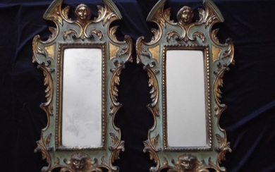 Wall mirror (2) - Glass, Paper, Papier-mache, Wood - First half 18th century