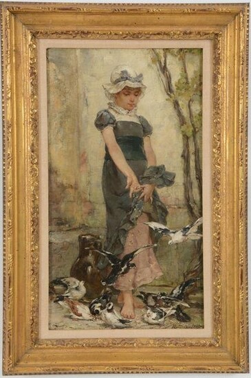 Walter Shirlaw. American. Girl in a long dress and
