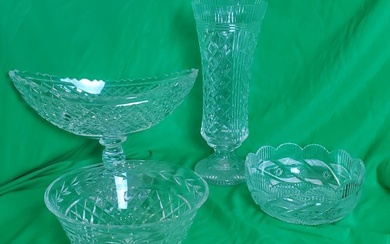 Waterford Crystal Irish Cut Crystal Lot of 4 Centerpiece Bowls Vase