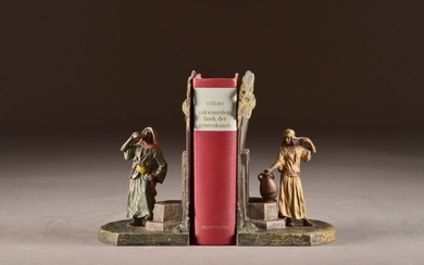 Ween's bronze - set of bookends with Orientalist figure at water source (2) - Bronze (cold painted) - Early 20th century