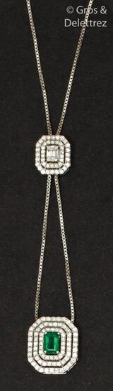 White gold necklace, adorned with an octagonal motif...