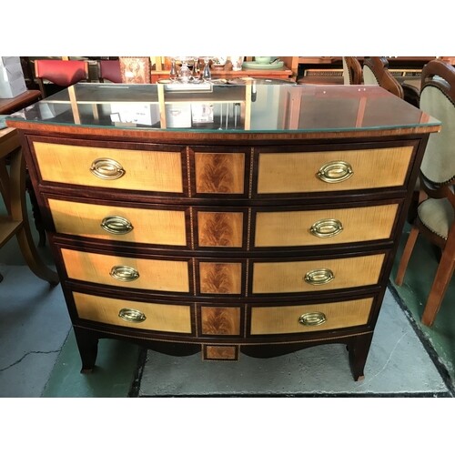 Williamsbury Marquetry Design Lancaster Finish Chest of 4 Dr...