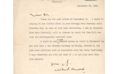 Winston Churchill Typed Letter Signed with Original Photograph