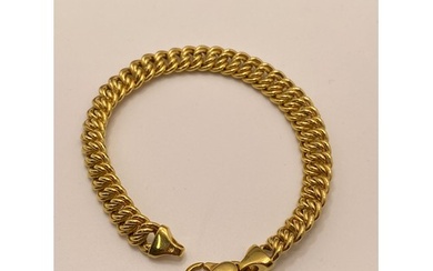 Yellow gold double link design bracelet stamped 750 Italy, A...